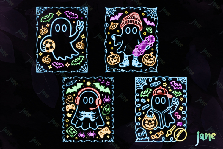 Neon Cute Halloween Kids Boy Girl PNG