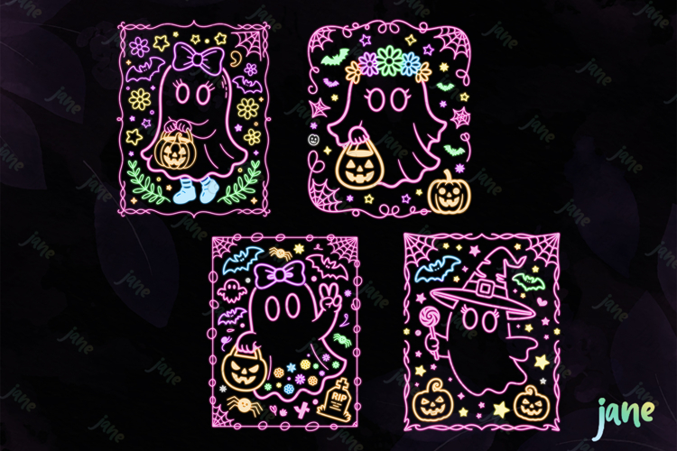 Neon Cute Halloween Kids Boy Girl PNG