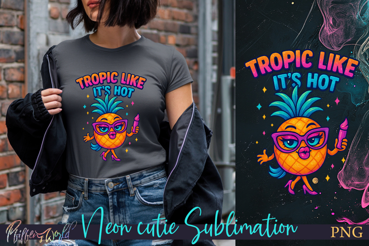 Sublimation Neon Cutie | Funny Quote | tropic like its hot