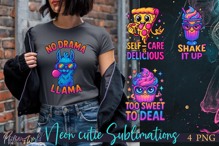 Sublimation Neon Cuties | Funny Quotes | no drama llama