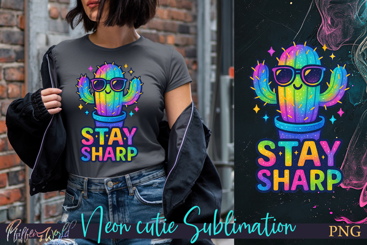 Sublimation Neon Cutie | Funny Quote | stay sharp