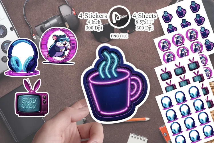 Cyberpunk Hygge Cafe Sticker