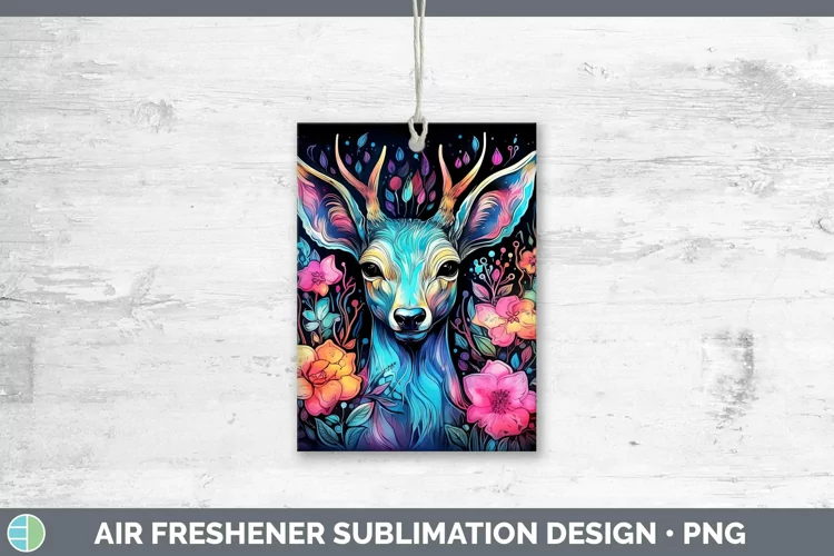 Neon Deer Air Freshener Sublimation Car Freshener Designs