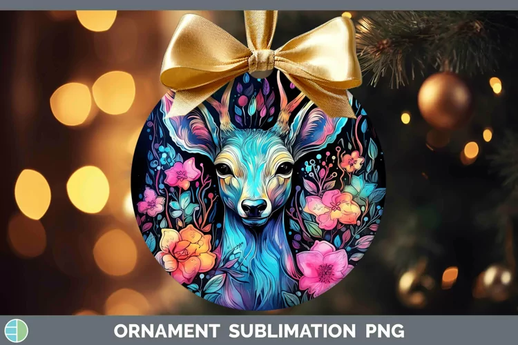Neon Deer Ornament Sublimation Bauble Designs