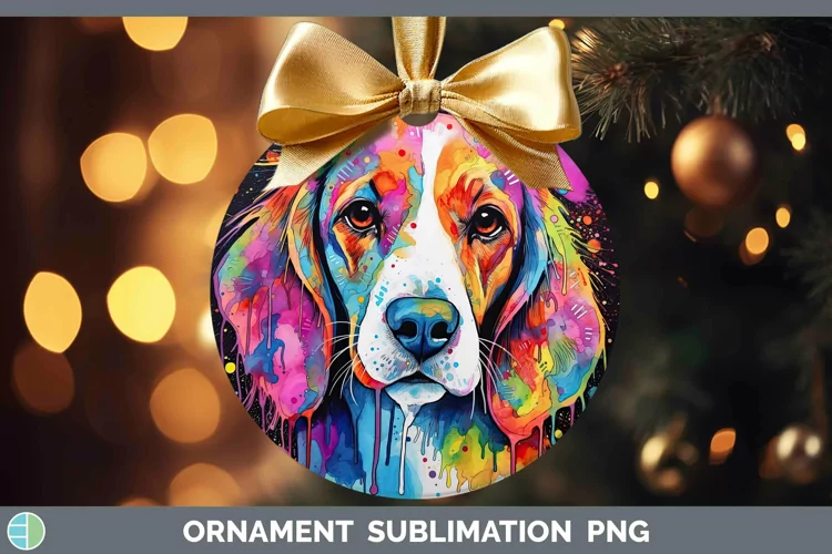 Neon Dogs Beagle Ornament Sublimation Bauble Designs
