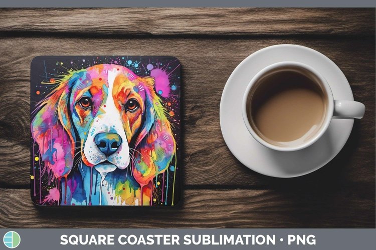 GorgeousNeon Dogs Square Coaster design.