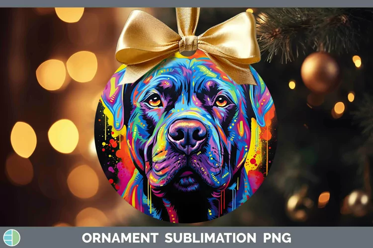 Neon Dogs Cane Corso Ornament Sublimation Bauble Designs
