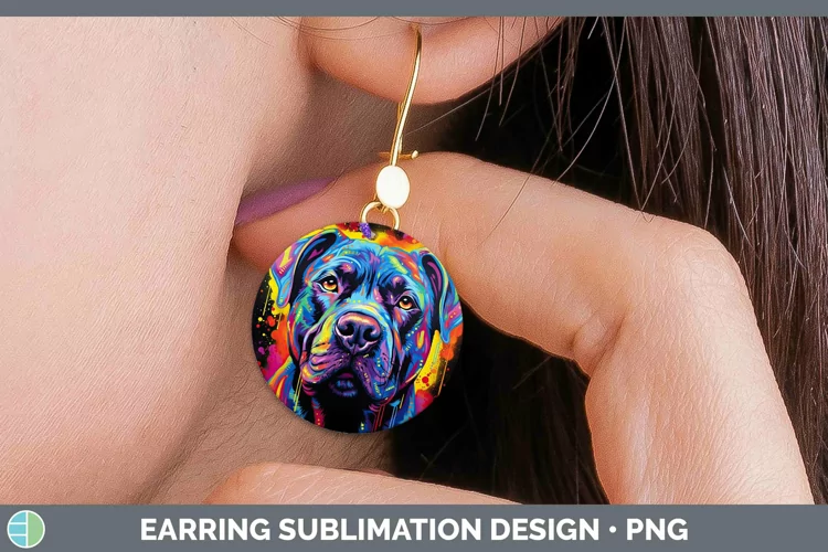 Neon Dogs Cane Corso Round Earrings Sublimation Earrings Des