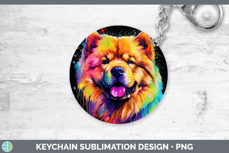 Neon Dogs Chow Chow Keychain Sublimation Keyring Designs