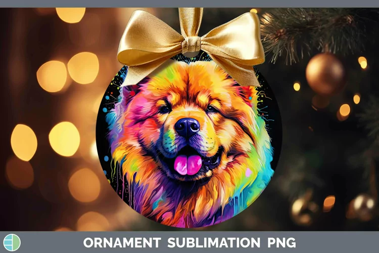 Neon Dogs Chow Chow Ornament Sublimation Bauble Designs