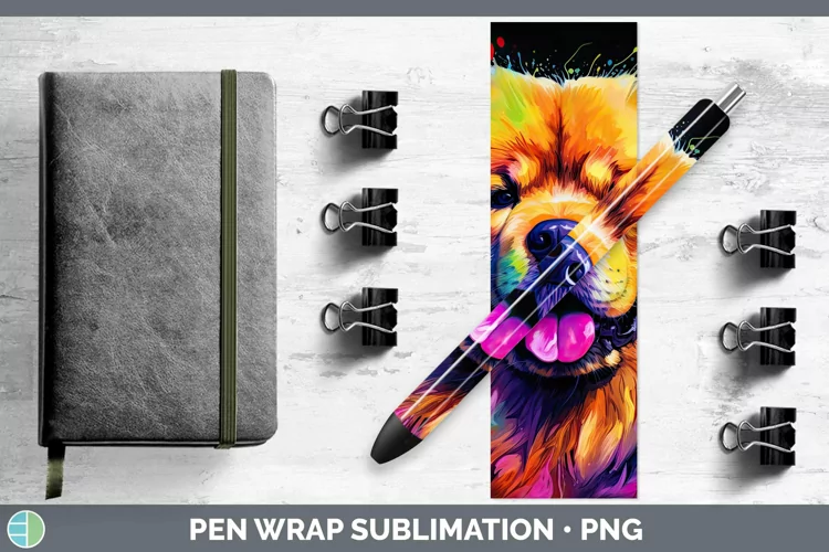 Neon Dogs Chow Chow Pen Wrap Sublimation Epoxy Pen Designs