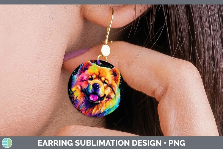 GorgeousNeon Dogs Round Earrings design.