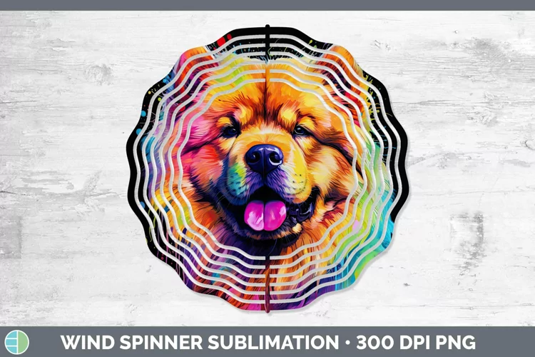Neon Dogs Chow Chow Wind Spinner Sublimation Spinner Designs