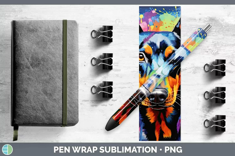 Neon Dogs Doberman Pinscher Pen Wrap Sublimation Epoxy Pen D