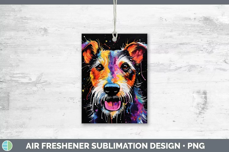 Neon Dogs Fox Terrier Dog Air Freshener Sublimation Car Fres