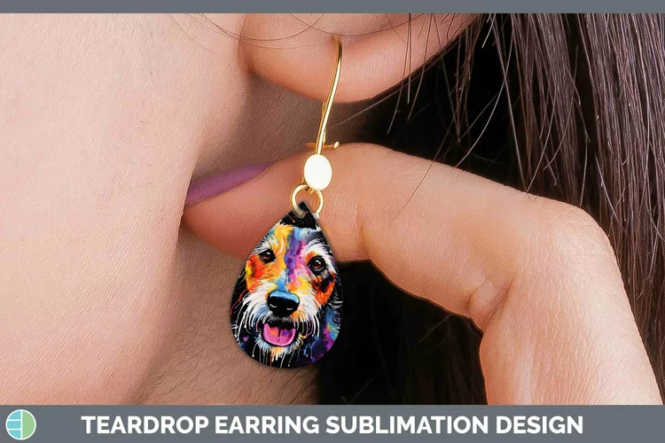 Neon Dogs Fox Terrier Dog Teardrop Earrings Sublimation Earr