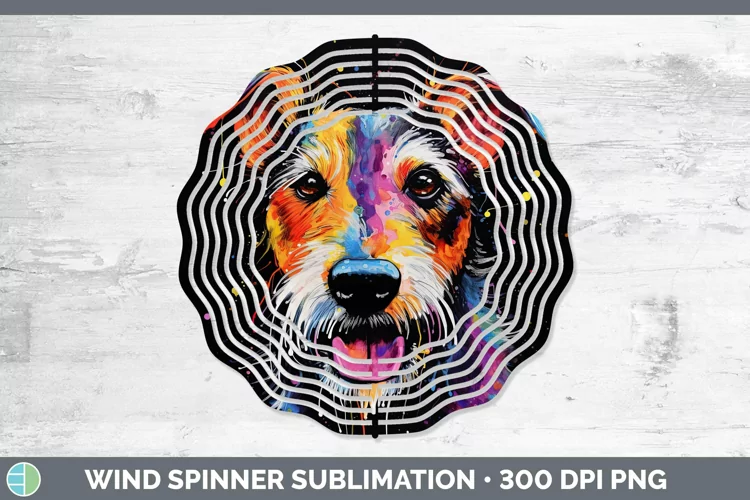 Neon Dogs Fox Terrier Dog Wind Spinner Sublimation Spinner D