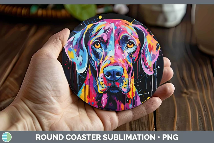 Neon Dogs Great Dane Round Coaster Sublimation Coaster Desig