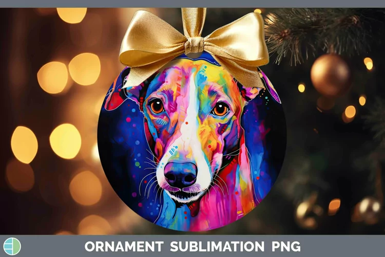 Neon Dogs Greyhound Ornament Sublimation Bauble Designs