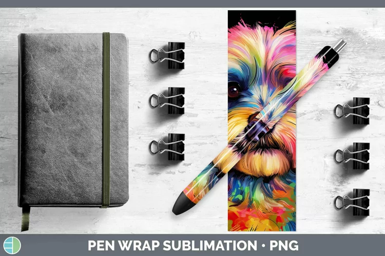 Neon Dogs Lhasa Apso Pen Wrap Sublimation Epoxy Pen Designs