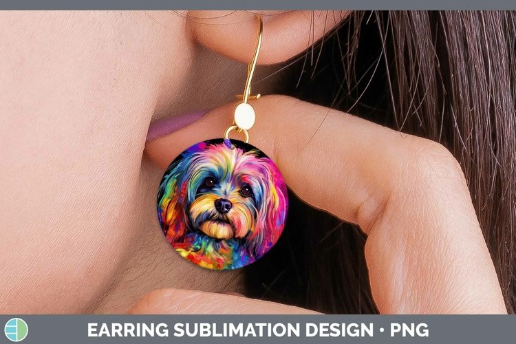 GorgeousNeon Dogs Round Earrings design.