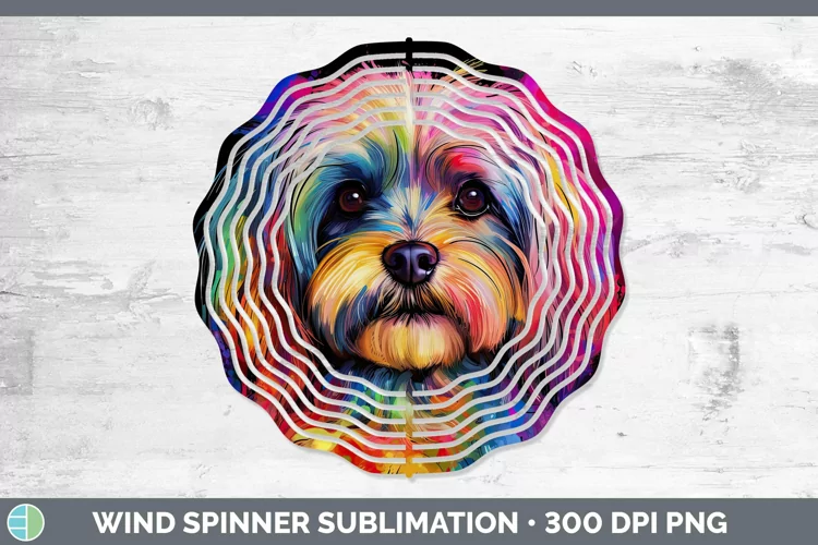 Neon Dogs Lhasa Apso Wind Spinner Sublimation Spinner Design