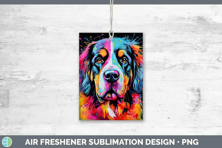Neon Dogs Saint Bernard Air Freshener Sublimation Car Freshe