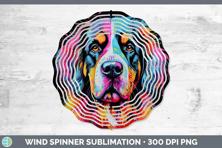 Neon Dogs Saint Bernard Wind Spinner Sublimation Spinner Des