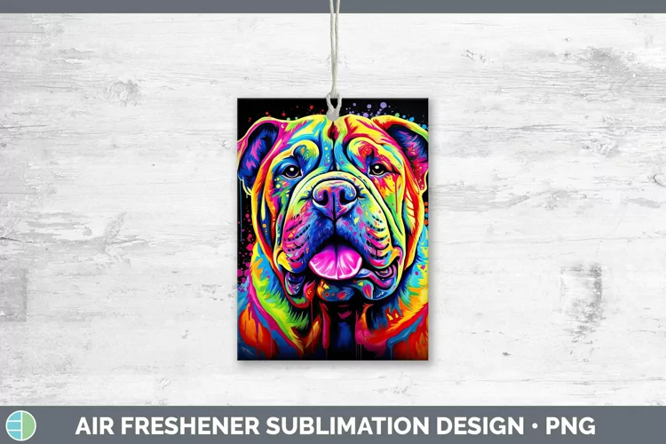Neon Dogs Shar Pei Air Freshener Sublimation Car Freshener D