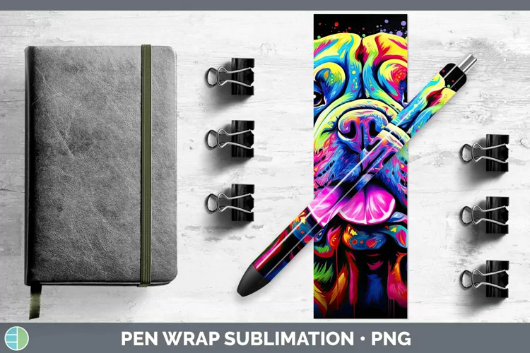 Neon Dogs Shar Pei Pen Wrap Sublimation Epoxy Pen Designs