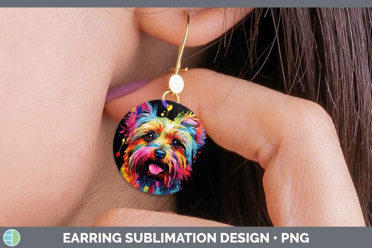 GorgeousNeon Dogs Round Earrings design.