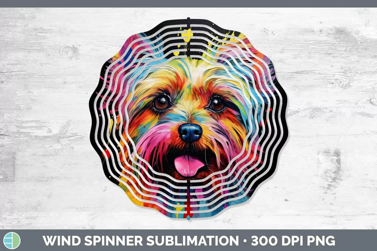 Neon Dogs Yorkshire Terrier Wind Spinner Sublimation Spinner