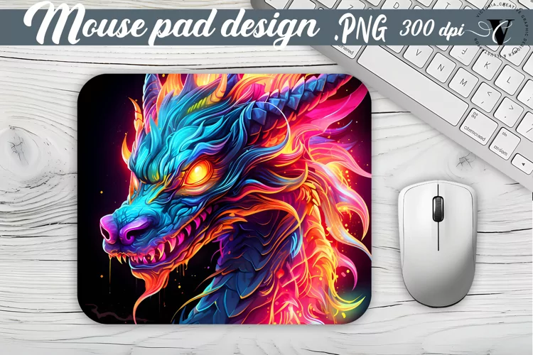 Neon Dragon Mouse Pad | Dragon sublimation