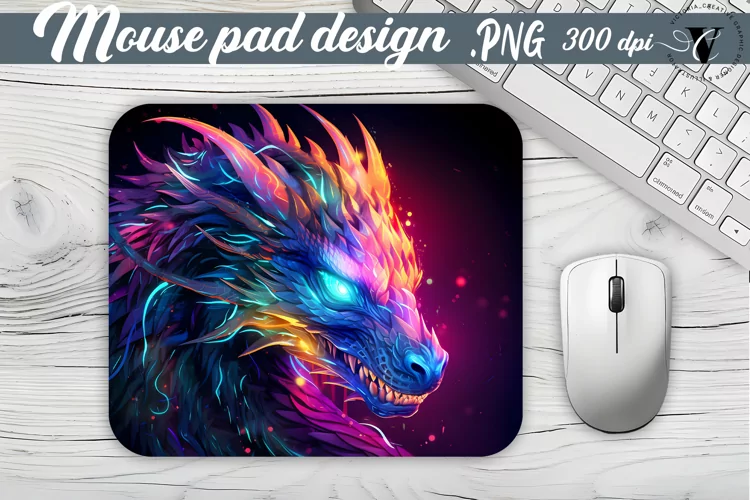 Neon Dragon Mouse Pad | Dragon sublimation