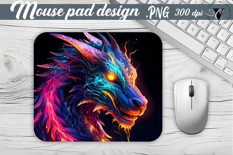 Neon Dragon Mouse Pad | Dragon sublimation