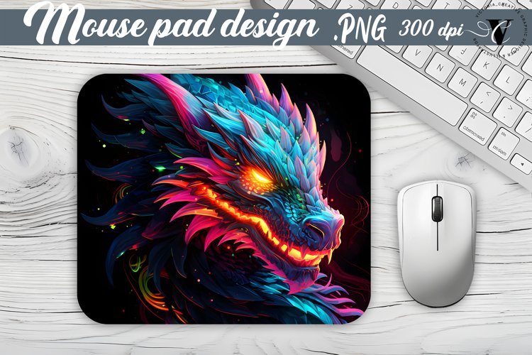 Neon Dragon Mouse Pad | Mousepad sublimation