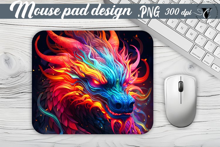 Neon Dragon Mouse Pad | Mousepad sublimation