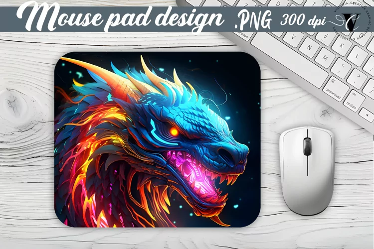 Neon Dragon Mouse Pad | Mousepad sublimation