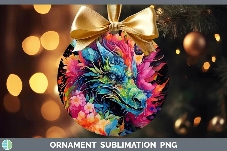 Neon Dragon Ornament Sublimation Bauble Designs