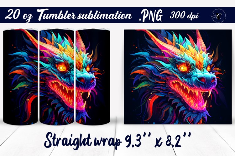 Dragon tumbler wrap | Neon Tumbler example image 1