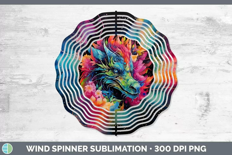 Neon Dragon Wind Spinner Sublimation Spinner Designs