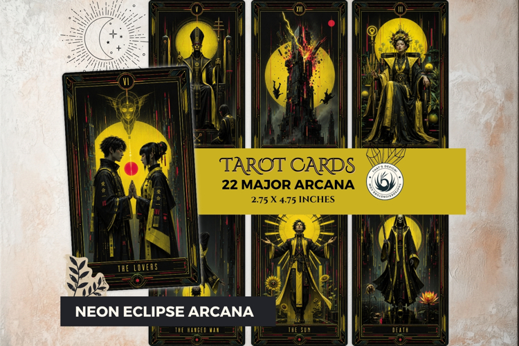 Neon Eclipse Arcana Cyberpunk Tarot Printables