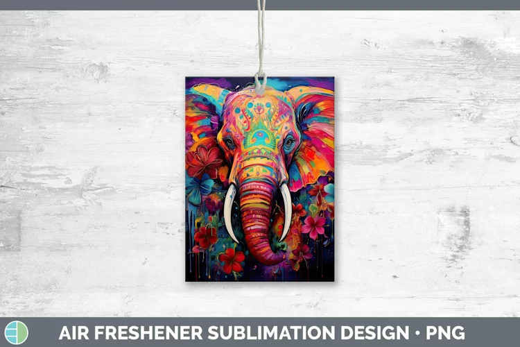 Neon Elephant Air Freshener Sublimation Car Freshener Design