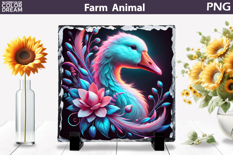 Neon Goose Floral Art | Cute Animal Sublimation