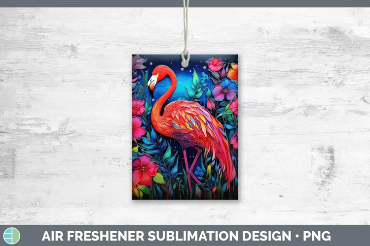Neon Flamingo Air Freshener Sublimation Car Freshener Design