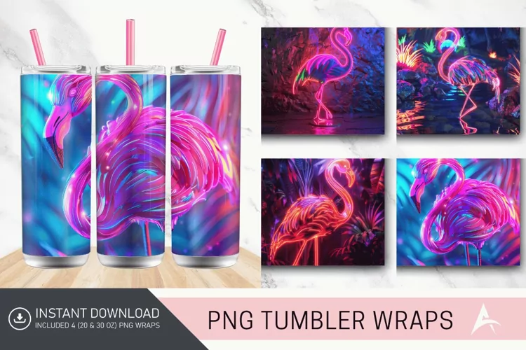 Neon flamingo Tumbler Wrap