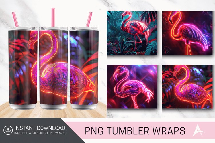 Neon flamingo Tumbler Wrap