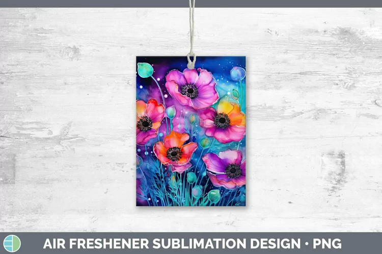 Neon Flowers Anemone Air Freshener Sublimation Car Freshener