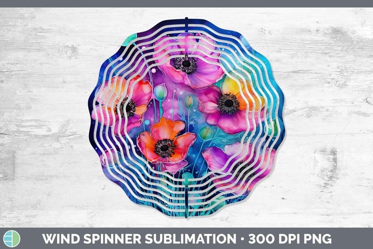 Neon Flowers Anemone Wind Spinner Sublimation Spinner Design