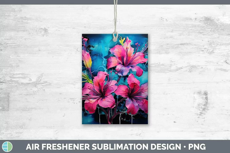 Neon Flowers Azalea Air Freshener Sublimation Car Freshener
